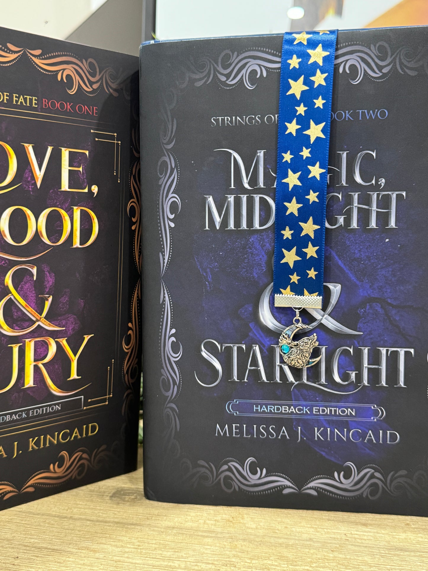 Ribbon Bookmark - Blue With Gold Stars Ribbon