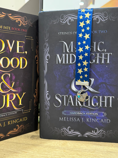 Ribbon Bookmark - Blue With Gold Stars Ribbon