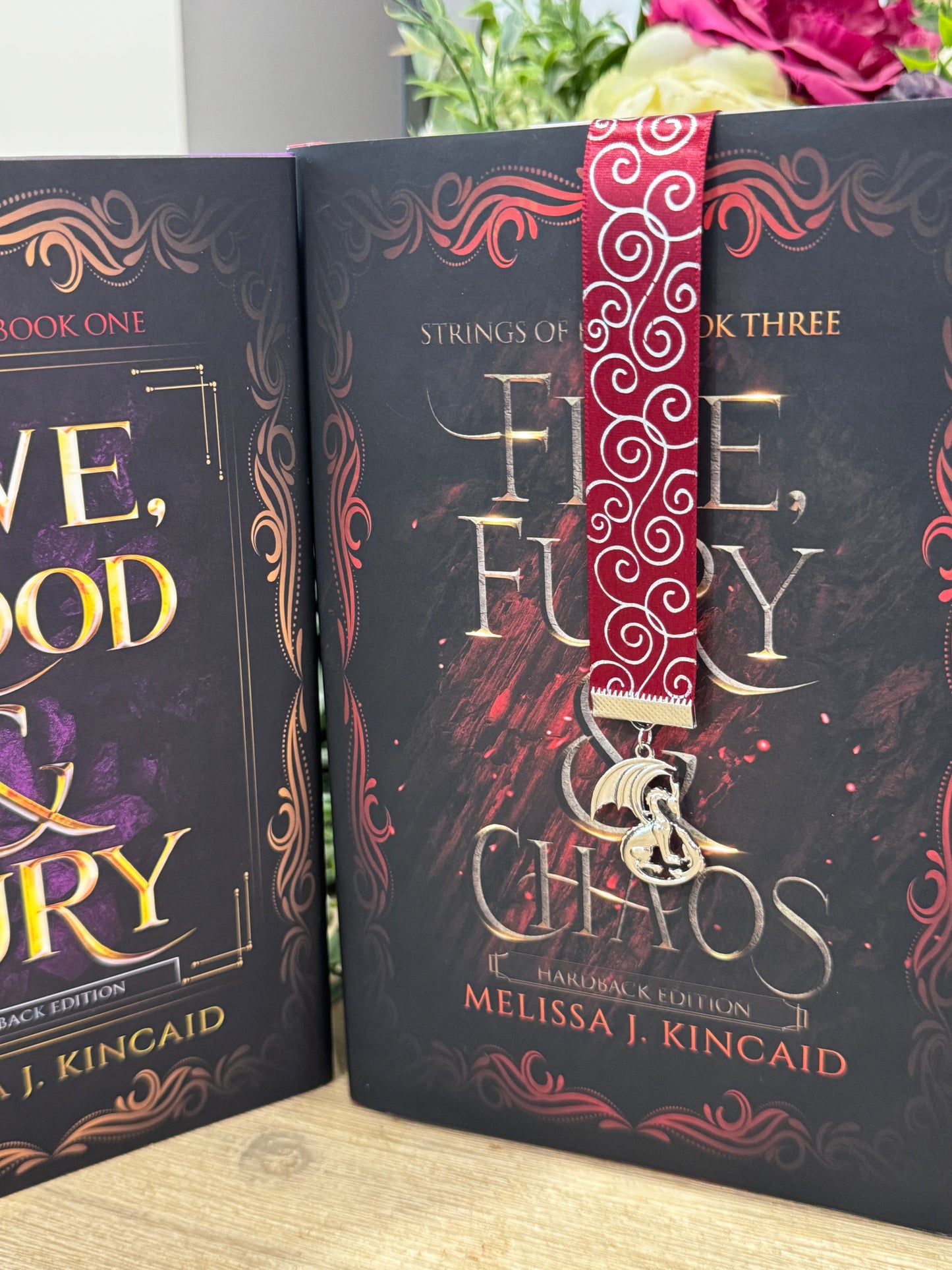 Ribbon Bookmark - Red Swirl Ribbon