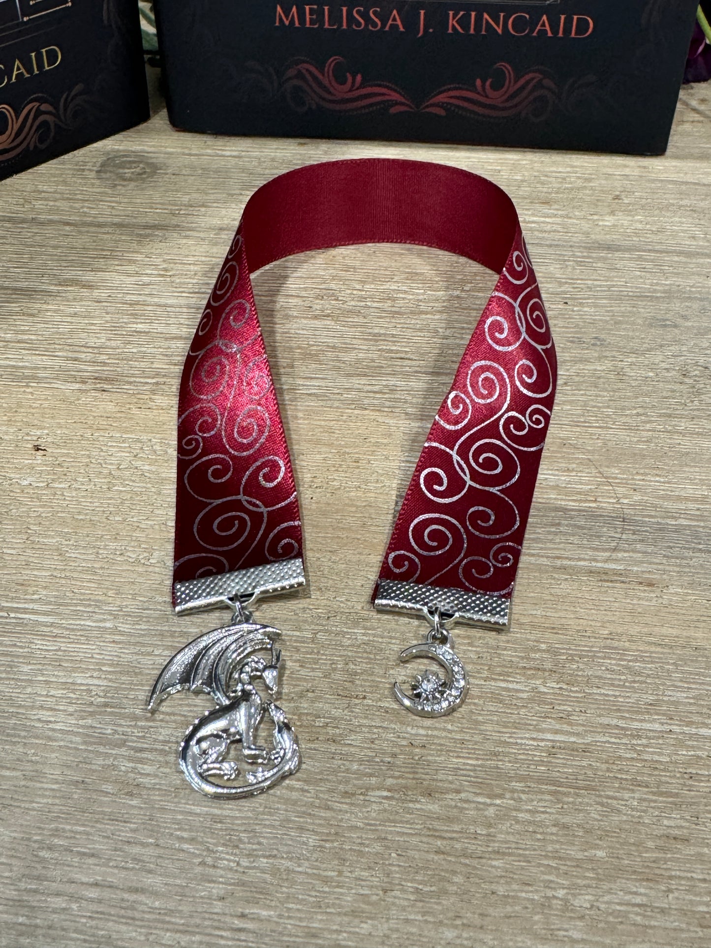 Ribbon Bookmark - Red Swirl Ribbon