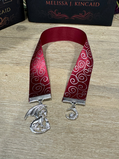 Ribbon Bookmark - Red Swirl Ribbon
