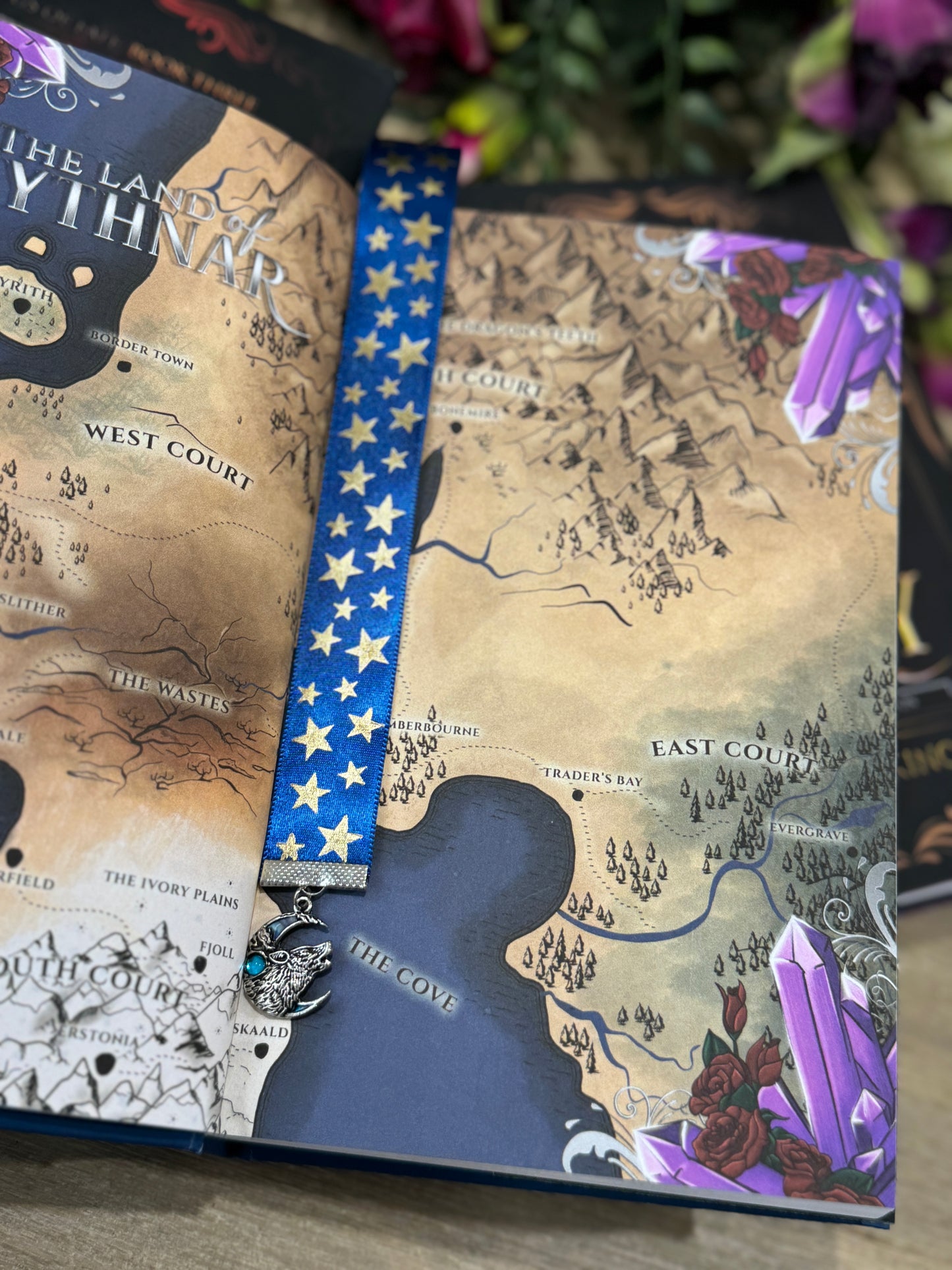 Ribbon Bookmark - Blue With Gold Stars Ribbon