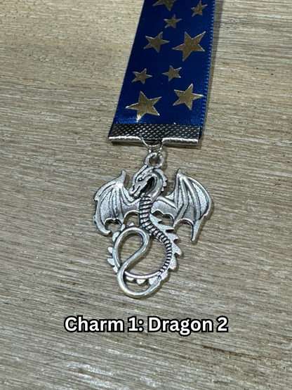 Ribbon Bookmark - Blue With Gold Stars Ribbon