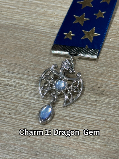 Ribbon Bookmark - Blue With Gold Stars Ribbon