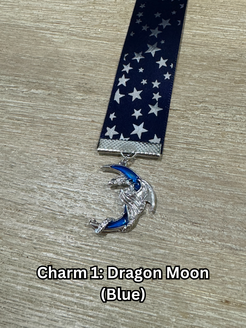 Ribbon Bookmark - Blue With Gold Stars Ribbon