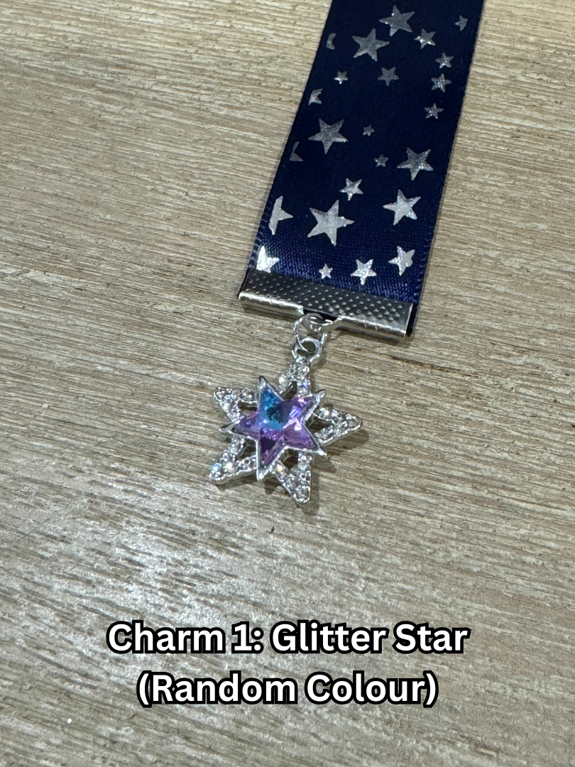 Ribbon Bookmark - Blue With Gold Stars Ribbon