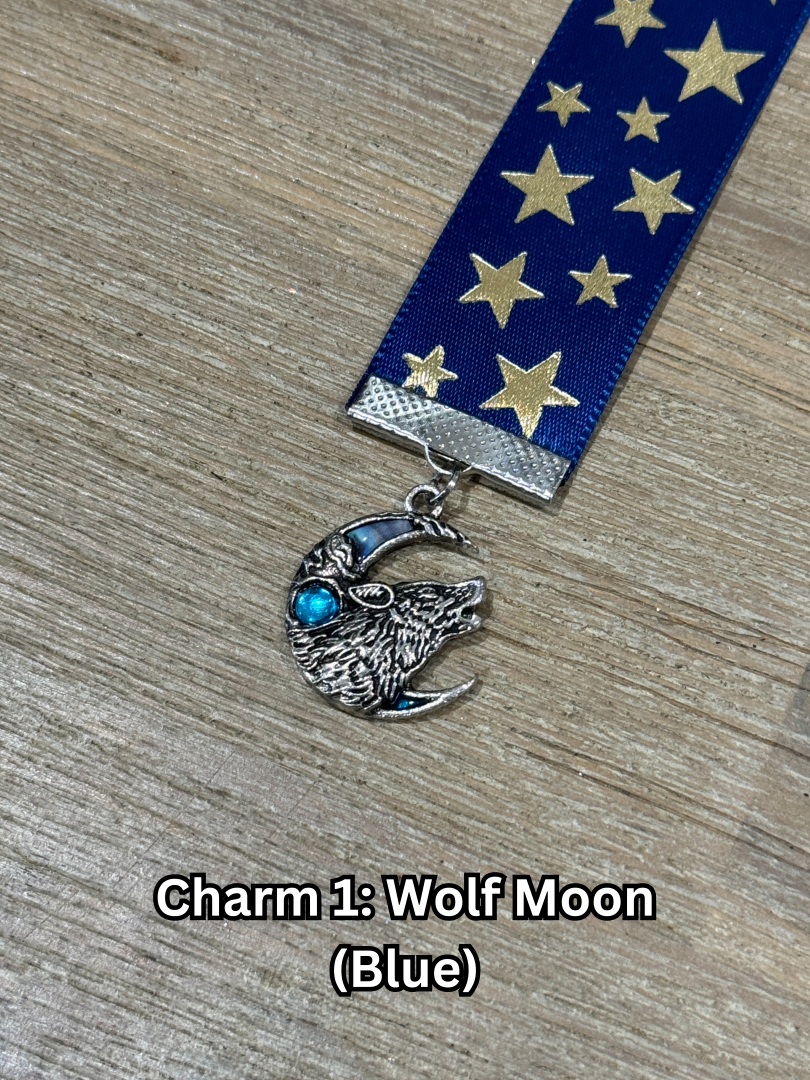 Ribbon Bookmark - Blue With Gold Stars Ribbon