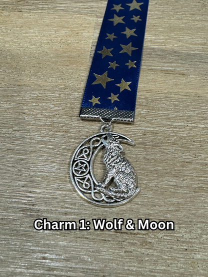 Ribbon Bookmark - Blue With Gold Stars Ribbon