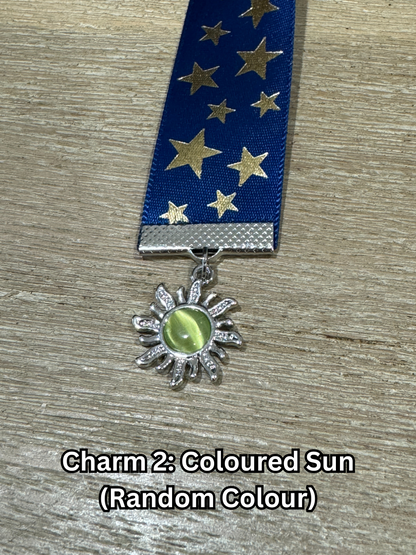 Ribbon Bookmark - Blue With Gold Stars Ribbon