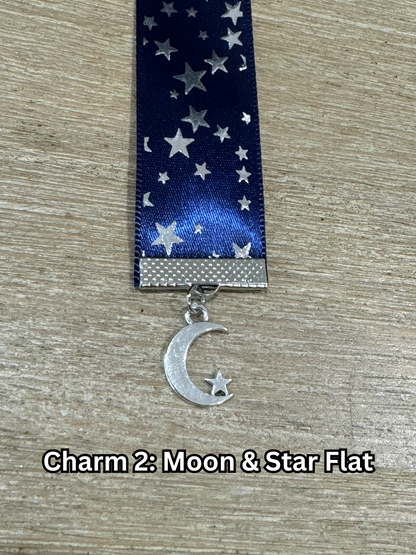 Ribbon Bookmark - Blue With Gold Stars Ribbon